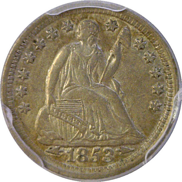 1853 Seated Liberty Half Dime  -  PCGS AU-58   CAC - Image 2