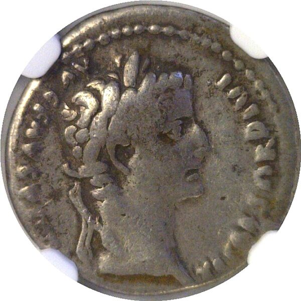 Roman Tiberius 14-37 AD AR Denarius Lugdunum NGC F 4/4 - Image 2