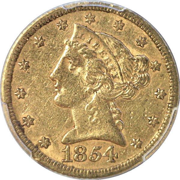 1854 $5 Liberty  -  PCGS AU-53 - Image 2