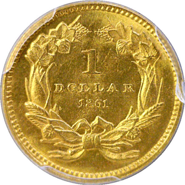 1861 One Dollar Gold Coin   -   PCGS MS-63 - Image 3