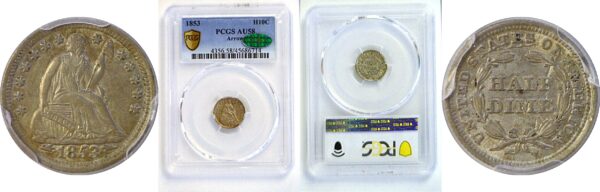 1853 Seated Liberty Half Dime  -  PCGS AU-58   CAC