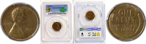 1924-S Lincoln Cent   -   PCGS MS-64 RB   CAC