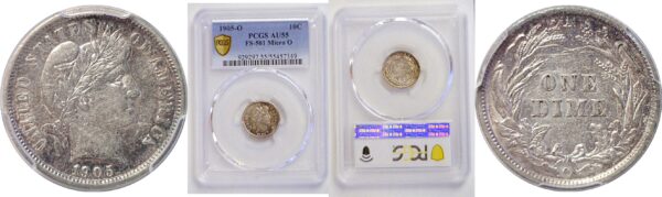 1905-O Micro O.  Barber Dime.  -   PCGS AU-55