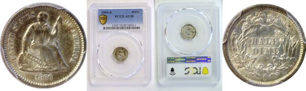 1866-S Seated Liberty Half Dime  -  PCGS AU-58