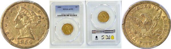 1854 $5 Liberty  -  PCGS AU-53