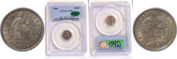 1858 Seated Liberty Half Dime   -   PCGS AU-58.  CAC