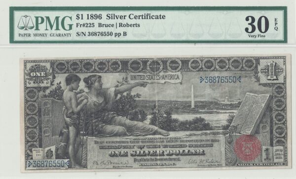 1896 $1 Silver Certificate Fr-225 PMG VF-30 EPQ - Image 2