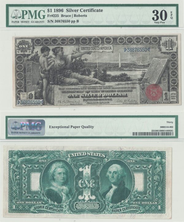1896 $1 Silver Certificate Fr-225 PMG VF-30 EPQ