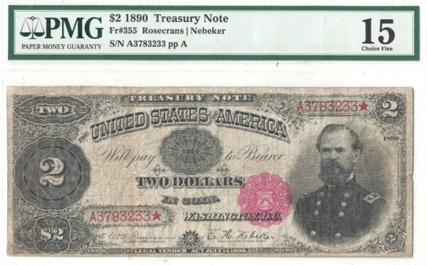 1890 $2 Treasury Note Fr-355 PMG Choice F-15 - Image 2