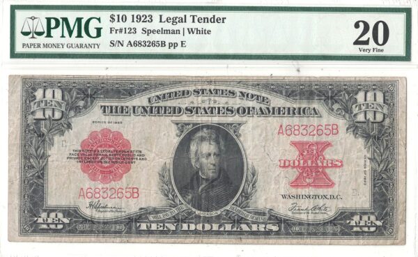 1923 $10 Legal Tender Note Fr-123 PMG VF-20 - Image 2