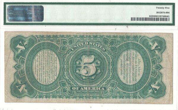 1869 $5 Legal Tender Note Fr-64 PMG VF-25 - Image 3