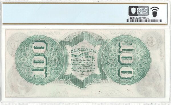 1863 $100 Confederate Note T-56 PCGS Choice CU-63 PPQ - Image 3