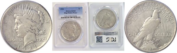 1921 Peace Dollar. -  PCGS VF-35
