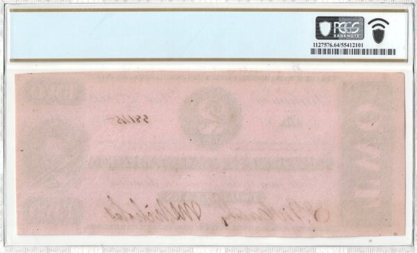 1862 $2 Confederate Note T-54 PCGS Choice CU-64 PPQ - Image 3