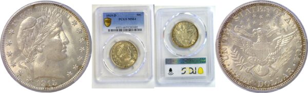 1915-D Barber Half Dollar. -  PCGS MS-64