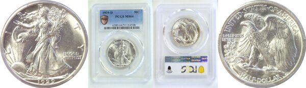 1929-D Walking Liberty Half Dollar. -  PCGS MS-64