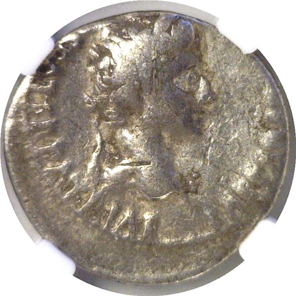 Roman Augustus 27 BC-AD 14 AR Denarius Lugdunum NGC VG 3/2 - Image 2
