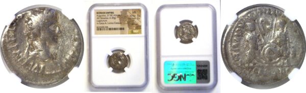 Roman Augustus 27 BC-AD 14 AR Denarius Lugdunum NGC VG 3/2