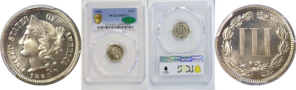 1883 Nickel Three Cent.  -   PCGS PR-67+  CAC