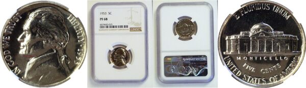 1953 Jefferson Nickel.  -   NGC PF-68