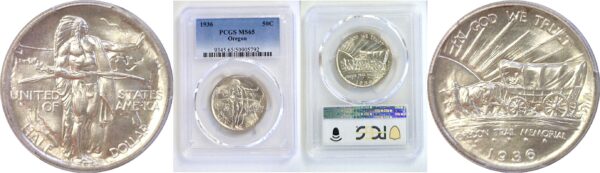 1936 Oregon Trail Commemorative Half Dollar  -  PCGS MS-65