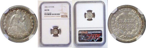 1851-O Seated Liberty Half Dime  -  NGC AU-50
