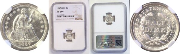 1857-O Seated Liberty Half Dime  -  NGC MS-64+