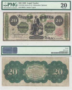 1862 $20 Legal Tender Fr-124b PMG VF-20
