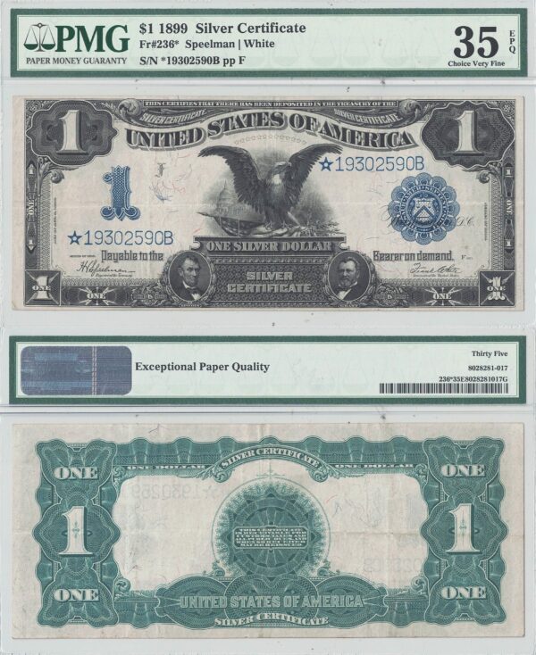 1899 $1 Silver Certificate Star Note Fr-236* PMG Choice VF-35 EPQ