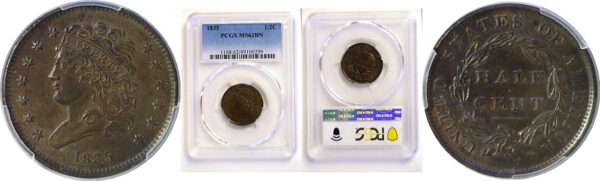 1835 Half Cent  -  PCGS MS-62 BN