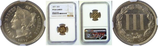 1877 Nickel Three Cent. -  NGC PF-66 CAMEO