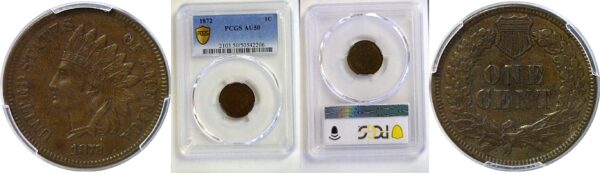 1872 Indian Head Cent. -  PCGS AU-50