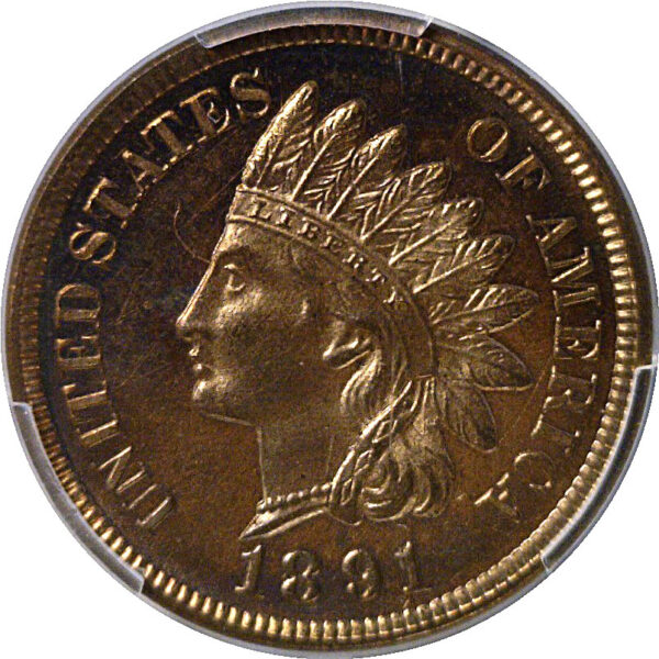 1891 Indian Head Cent.  -  PCGS PR-64 RB - Image 2