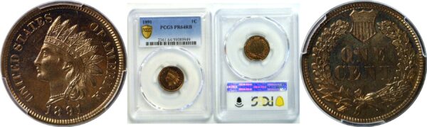 1891 Indian Head Cent.  -  PCGS PR-64 RB
