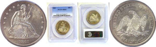 1861 Seated Liberty Half Dollar  -  PCGS MS-63