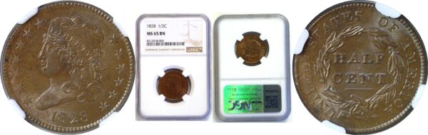 1828 13 Stars.  Half Cent   -   NGC MS-65 BN
