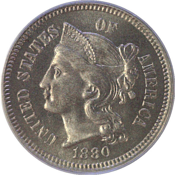 1880 Nickel Three Cent  -  PCGS PR-65  CAC - Image 2