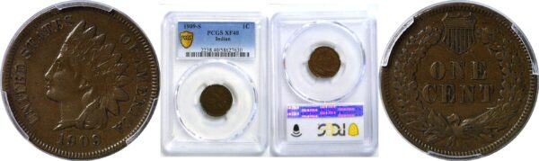 1909-S Indian Head Cent. -  PCGS XF-40