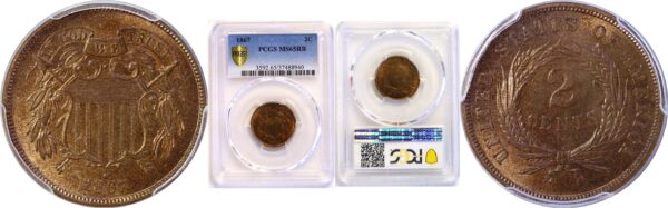1867 Two Cent Piece  -  PCGS MS-65 RB