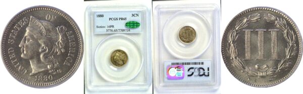 1880 Nickel Three Cent  -  PCGS PR-65  CAC