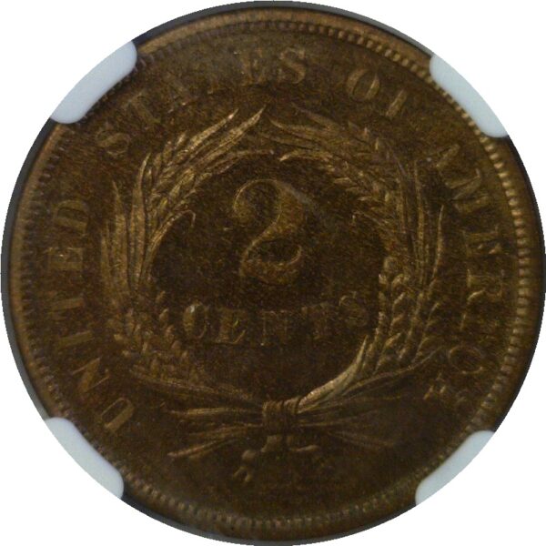 1873 Closed 3.  Two Cent Piece  -  NGC PF-65 RB - Image 3