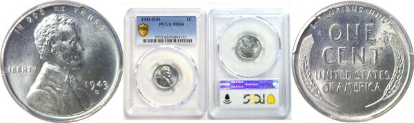 1943-D/D Lincoln Cent  -  PCGS MS-66