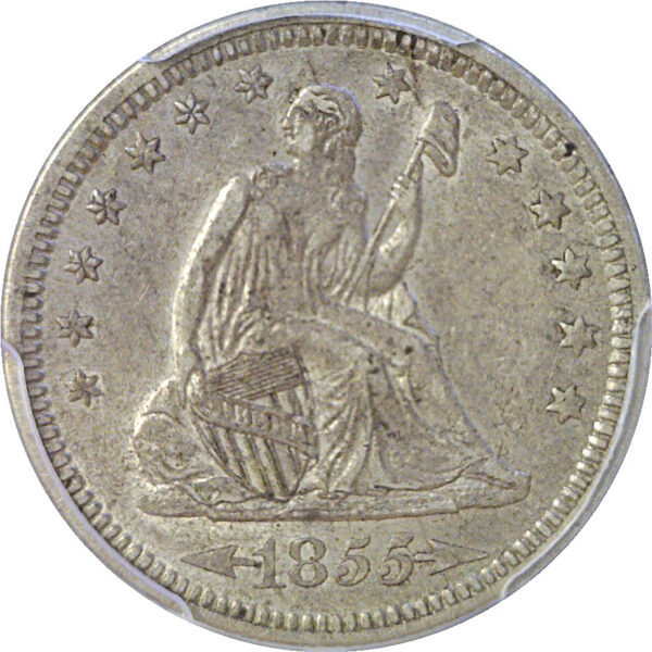 1855 Seated Liberty Quarter  -  PCGS AU-53 - Image 2