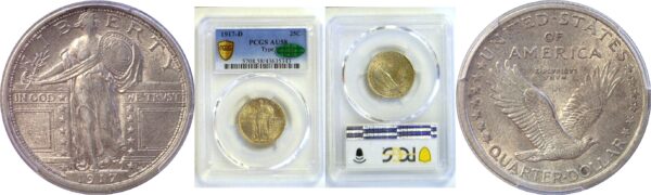 1917-D T-1.  Standing Liberty Quarter  -  PCGS AU-58  CAC
