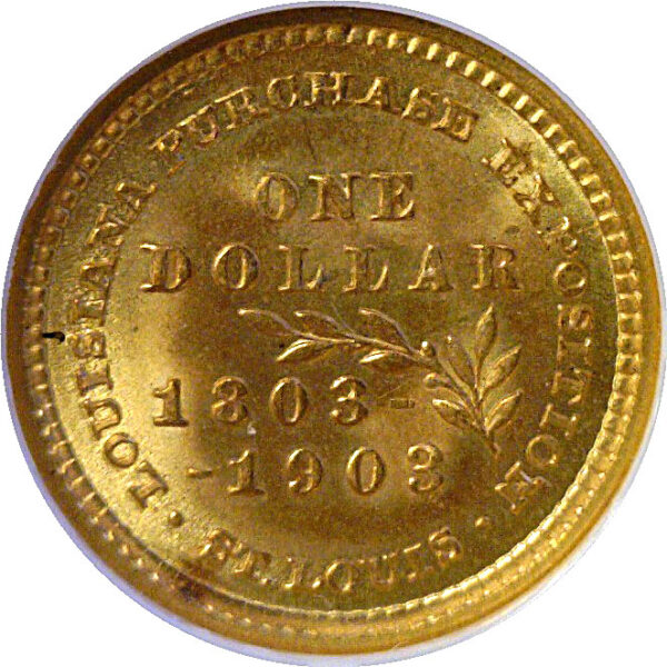 1903 $1 LA Purchase, McKinley.  Gold Commemorative  -  NGC MS-66  CAC - Image 3