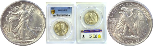 1917 Walking Liberty Half Dollar  -  PCGS AU-58