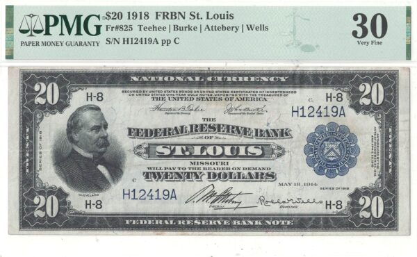 1918 $20 Federal Reserve Bank Note Fr-825 PMG VF-30 - Image 2