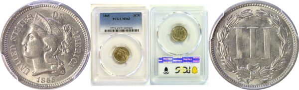 1865 Nickel Three Cent  -  PCGS MS-63