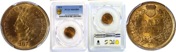 1874 Indian Head Cent  -  PCGS MS-65 RB