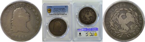 1795 Flowing Hair Dollar  -  PCGS Genuine  -  Cleaned VG Detail